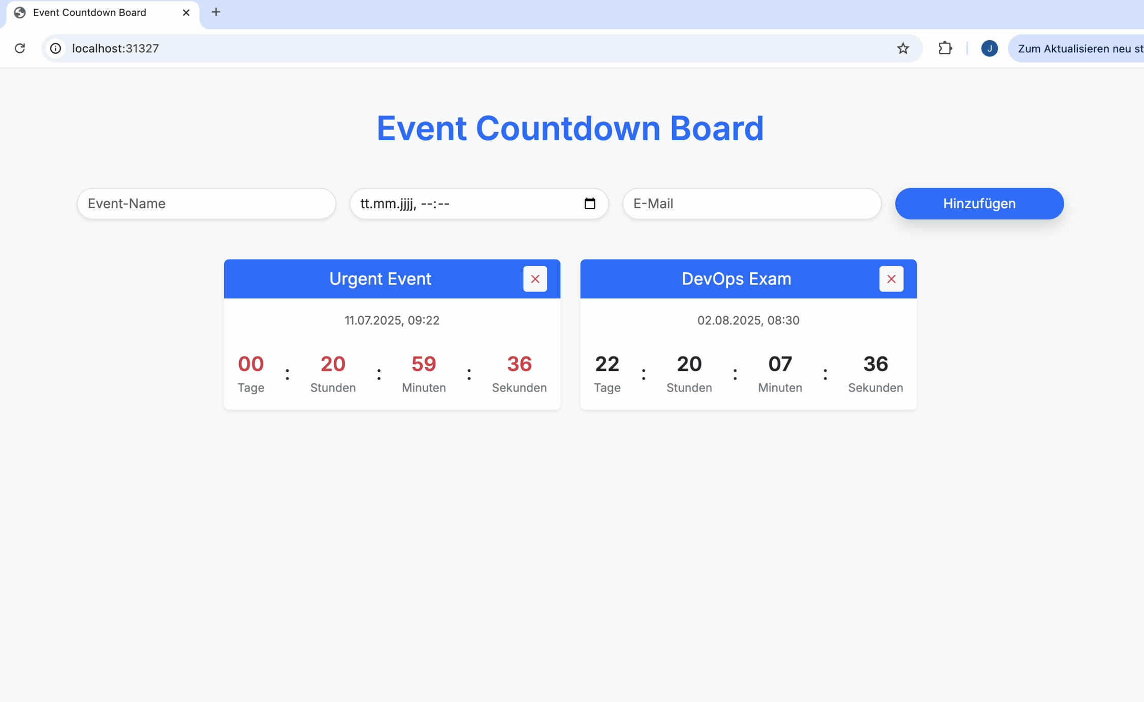 Cloud Native App For Creating Countdowns